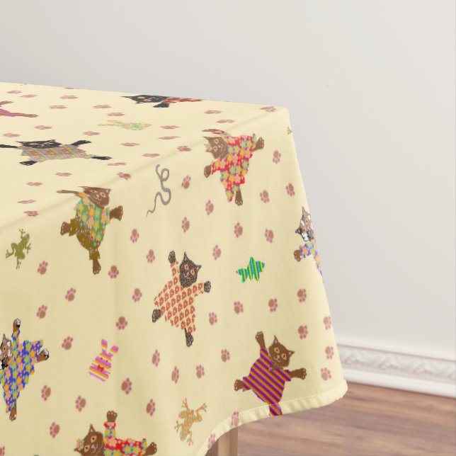 Toalha De Mesa Gatos Vestidos com Plushes Funciosos (Posição Original)