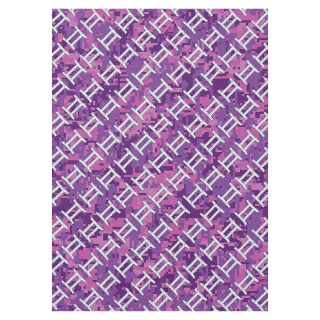 Toalha De Mesa Gemini - Símbolo Zodíaco na Camo Digital Rosa (Frente)