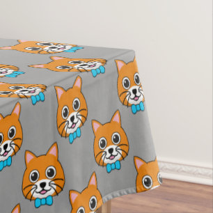 Toalha De Mesa Gengibre Feliz e Bonito com Papillon