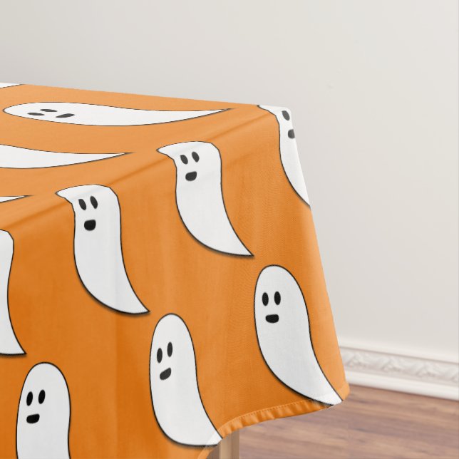 Toalha De Mesa Ghost Halloween - padrão branco cor de laranja (Posição Original)