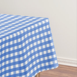 Toalha De Mesa Gingham Branco e Azul Francês