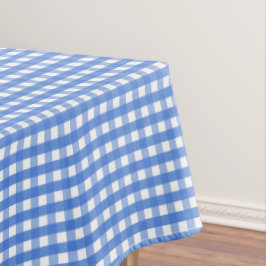 Toalha De Mesa Gingham Branco e Azul Francês