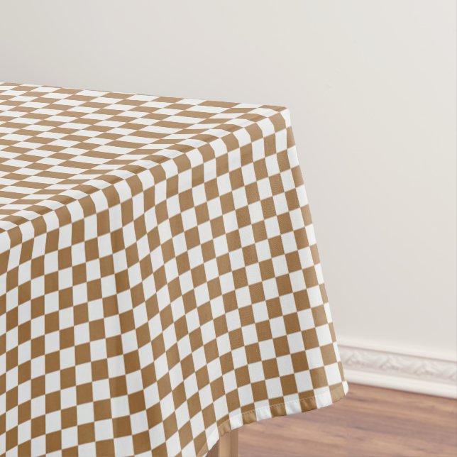 Toalha De Mesa Gingham Branco E Castanho Verificado (Posição Original)