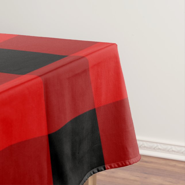 Toalha De Mesa Gingham de Feriado de Xadrez de Buffalo Vermelho e (Posição Original)