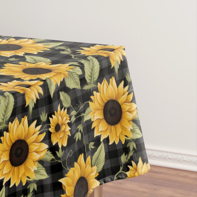 Toalha De Mesa Gingham Sunflower Pattern (Posição Original)