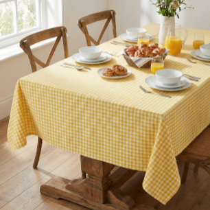 Toalha De Mesa Gingham Xadrez Amarelo Ensolarado Casa de Campo Fa