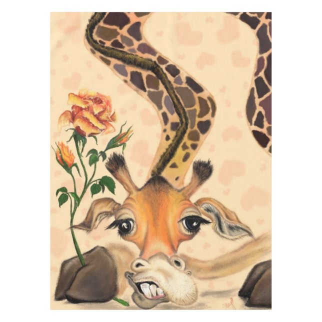 Toalha De Mesa Girafa Romântica - Cavalheiro - Engraçado (Frente)