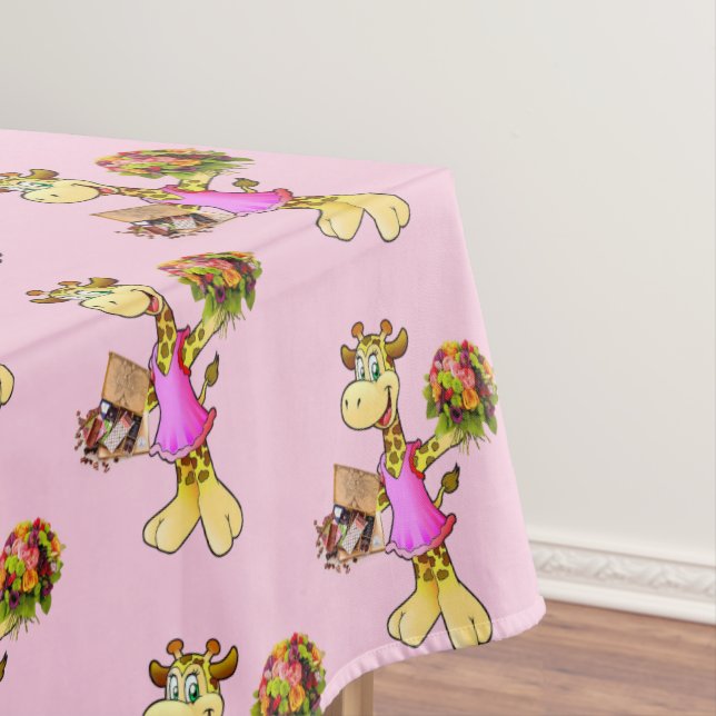 Toalha De Mesa Girafa Rosa Tablecloe Floral (Posição Original)