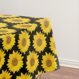 Toalha De Mesa Girassóis Amarelos brilhantes em preto
