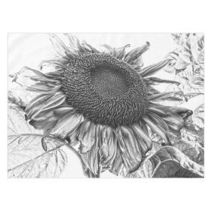 Toalha De Mesa Girassóis Gigantes Vintage Black and White Art