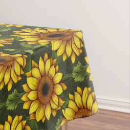 Toalha De Mesa Girassol amarelo alaranjado com verde e castanho