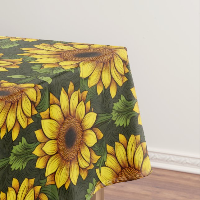 Toalha De Mesa Girassol amarelo alaranjado com verde e castanho (Posição Original)