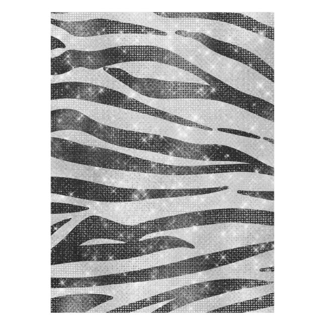 Toalha De Mesa Glamorous Black White Glitter Zebra Strike (Frente)