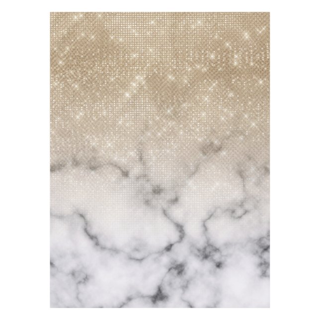 Toalha De Mesa Glamorre Dourado Brilhante Mármaco Branco (Frente)