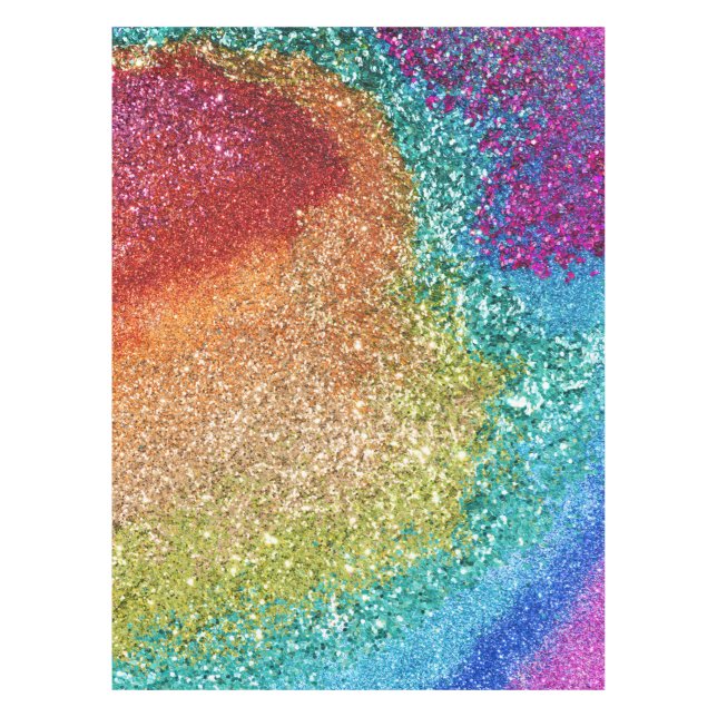 Toalha De Mesa Gleaming Rainbow Glitter Swirl (Frente)