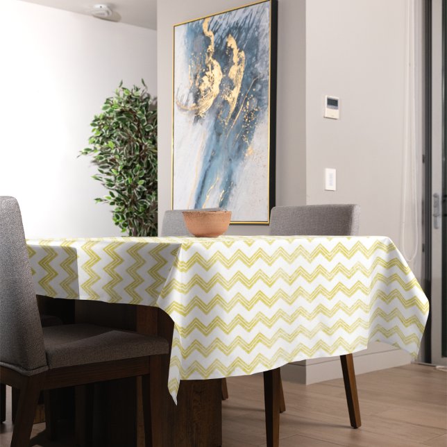 Toalha De Mesa Glitter Amarelo Grunge Chevron (Criador carregado)