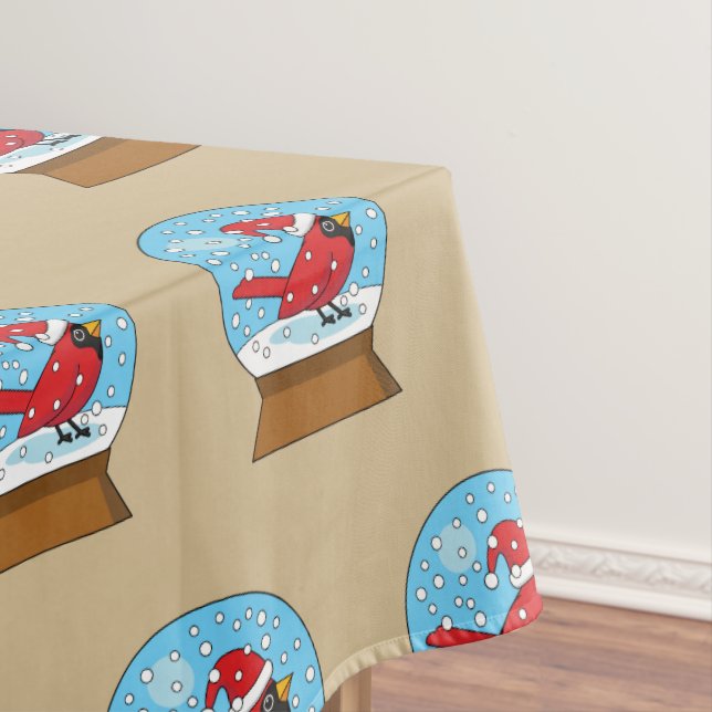 Toalha De Mesa Globo de Neve com Cardeal Vermelho Bonito (Posição Original)