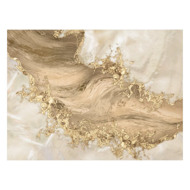 Toalha De Mesa Gold and Pearl - Splatter and flow (Frente (Horizontal))