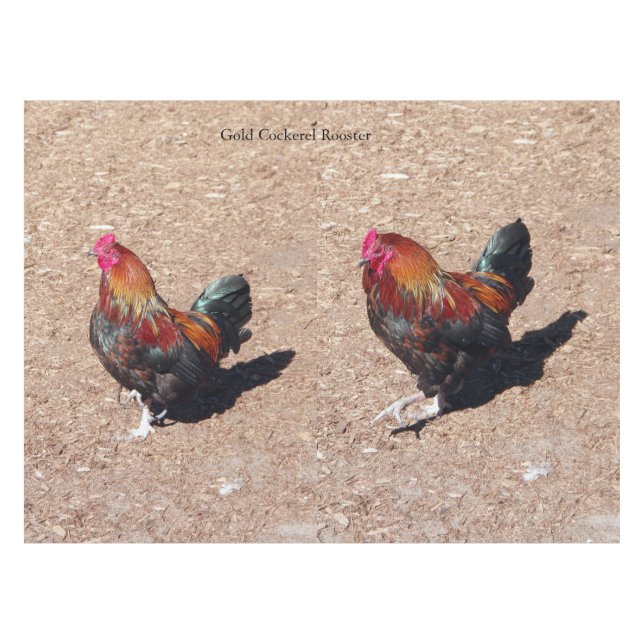 Toalha De Mesa Gold Cockerel Rooster tablecloth (Frente (Horizontal))