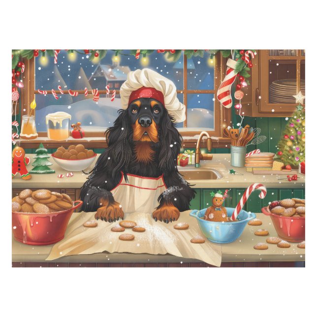 Toalha De Mesa Gordon Setter Holiday Baking: Natal Festivo (Frente (Horizontal))