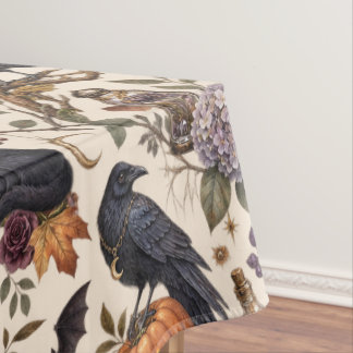 Toalha De Mesa Gothic Halloween Ravens Cats Ghosts Floral Pattern
