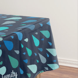 Toalha De Mesa Gotículas de chuva azul escuro com nome personaliz