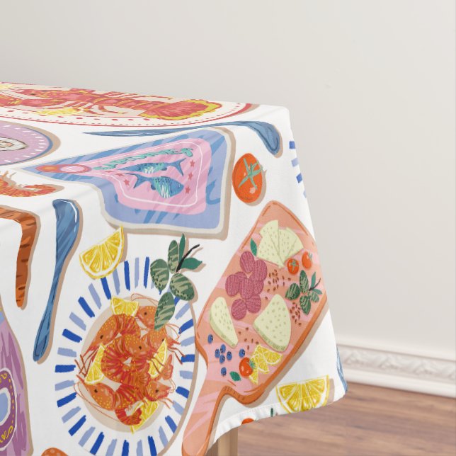 Toalha De Mesa Gourmet Bites Food Pattern Pastel Kitchen  (Posição Original)
