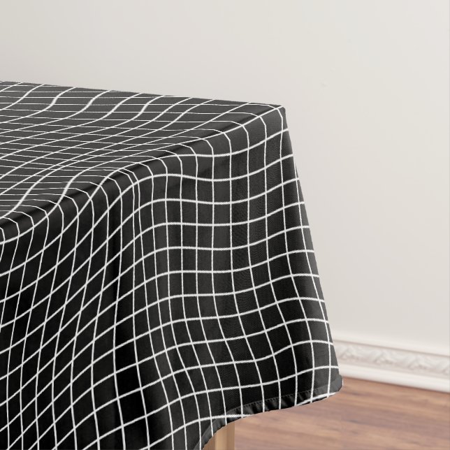Toalha De Mesa Grade Moderna Distorcida | Geométrico Fluido Minim (Posição Original)