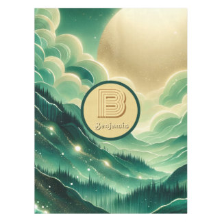 Toalha De Mesa Gradient Emerald Kelly Green Glitter Monograma