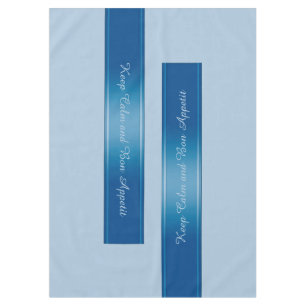 Toalha De Mesa Gradientes Limite Deco Azul de Faixa + texto