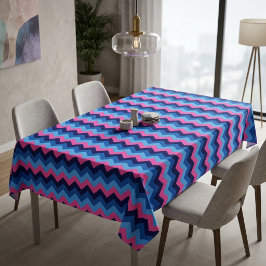 Toalha de Mesa Grande Azul Rosa Chevron