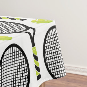 Toalha De Mesa 🎾 Grande preto e verde tênis 🎾 branco