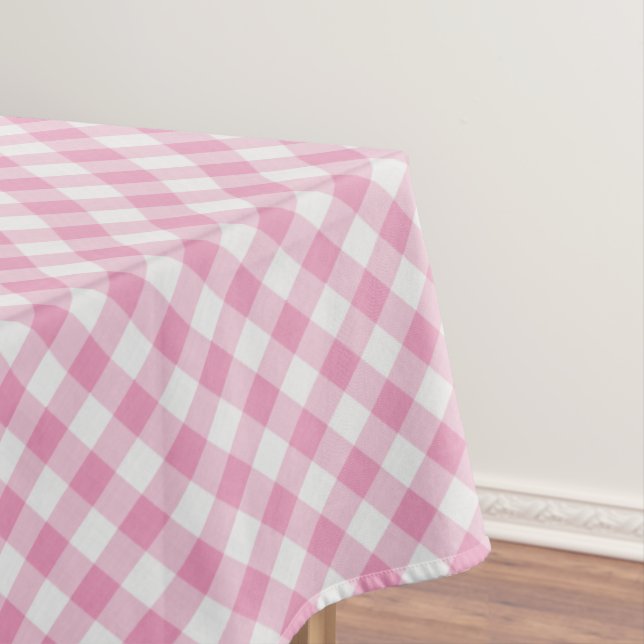 Toalha De Mesa Grandes Verificações de Gingham Rosa/Branco Geomét (Posição Original)