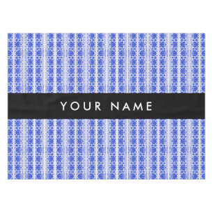 Toalha De Mesa Grego Fret Arabesque Azul, Seu Nome, Personalize
