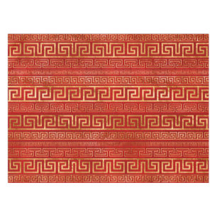 Toalha De Mesa Grego Meander - Chave Grega - Dourado no Vermelho
