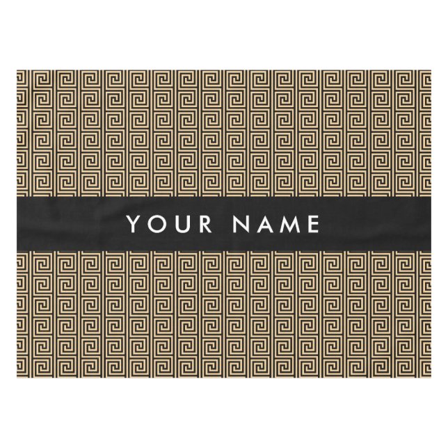 Toalha De Mesa Grego Meander Key Brown, Seu Nome Personalizar (Frente (Horizontal))