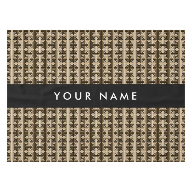 Toalha De Mesa Grego Meander Key H Brown, Seu Nome Personalizar (Frente (Horizontal))