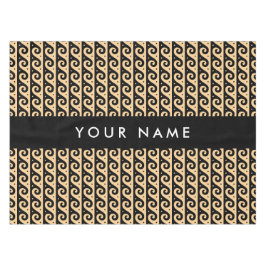 Toalha De Mesa Grego Meander Key, Wave Key, Brown, Seu Nome