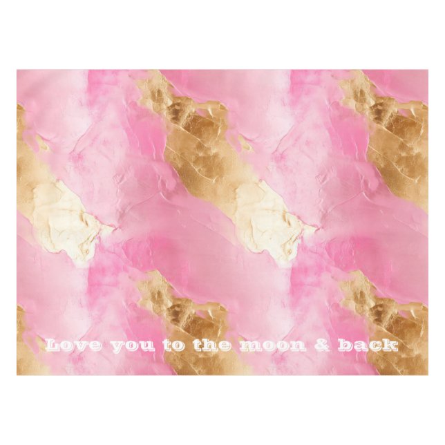 Toalha De Mesa Grelha Chic Rosa Menino Dourada (Frente (Horizontal))