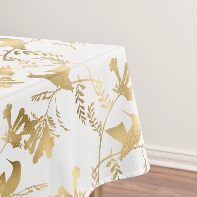 Toalha De Mesa Grelha Elegante Dourada de Hummingbird (Posição Original)