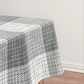 Toalha De Mesa Grey and White Checkered Crosshatch Plaid