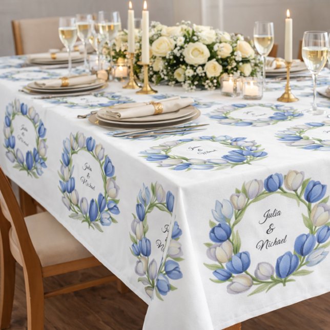 Toalha De Mesa Grinalda de tulipas azul marfim para decoração de  (Criador carregado)