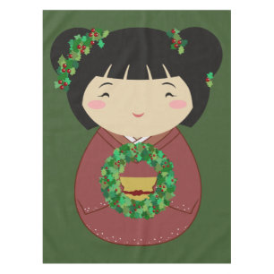 Toalha De Mesa Grinalda do Natal de Kokeshi