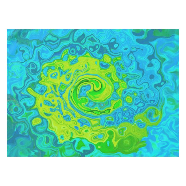 Toalha De Mesa Groovy Chartreuse e Aquamarine (Frente (Horizontal))