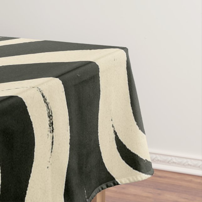 Toalha De Mesa Groovy Swirl Black and Cream Tablecloth (Posição Original)
