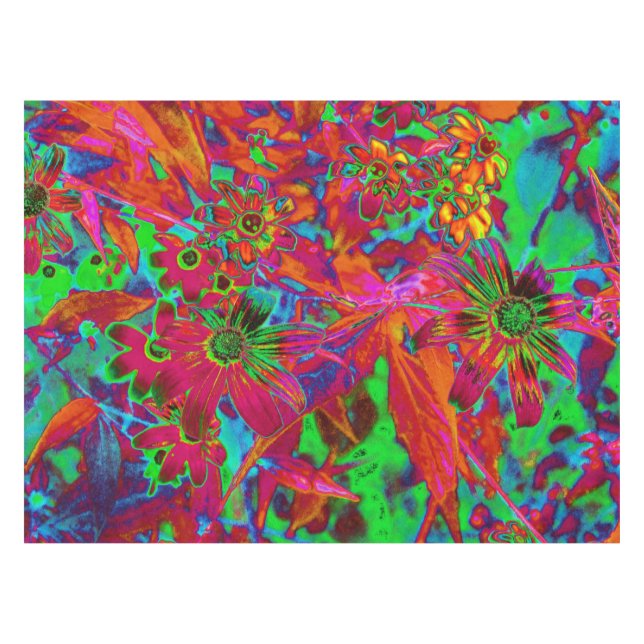 Toalha De Mesa Groovy Vermelho e Verde Psicodélico (Frente (Horizontal))