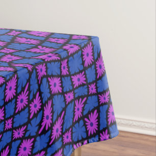 Toalha De Mesa Groovy Wavy Trippy 60s Flor Verifica Azul Cor-de-r
