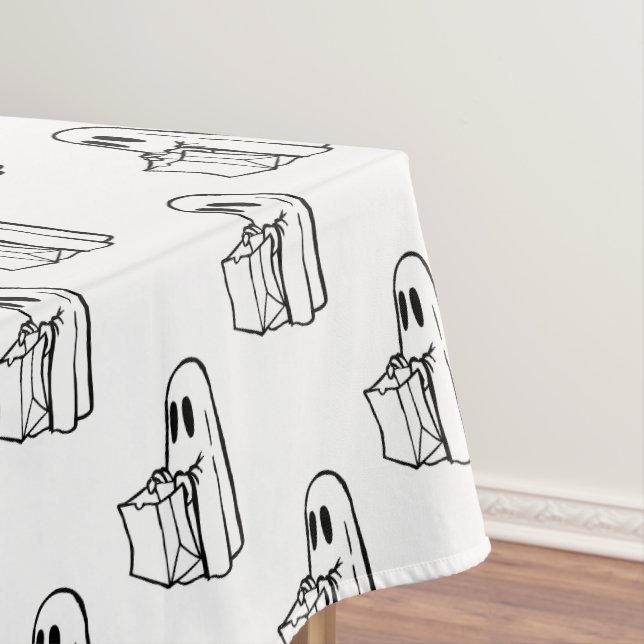 Toalha De Mesa Halloween, Branco Fantasma, Truque Ou Tratar, Boo (Posição Original)