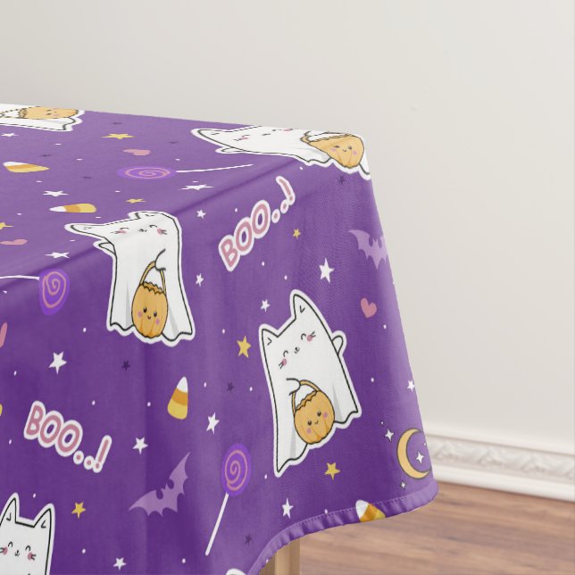 Toalha De Mesa Halloween Cat Ghost Tablecloth (Posição Original)