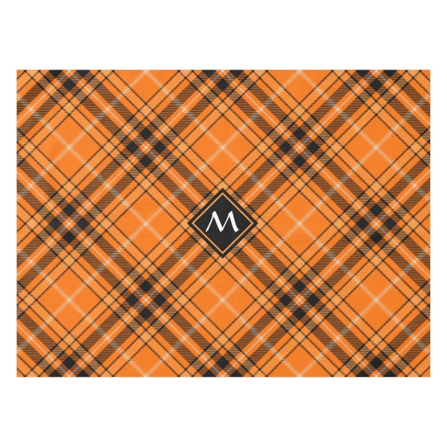 Toalha De Mesa Halloween Orange Tartan (Frente (Horizontal))